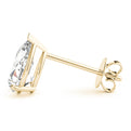 Yellow Gold Basket Set Pear Cut Lab-Grown Diamond Stud Earrings