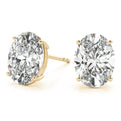 Yellow Gold Basket Set Oval Cut Lab-Grown Diamond Stud Earrings