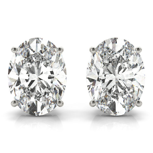 Basket Set Oval Cut Lab-Grown Diamond Stud Earrings