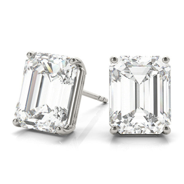 Basket Set Emerald Cut Lab-Grown Diamond Stud Earrings