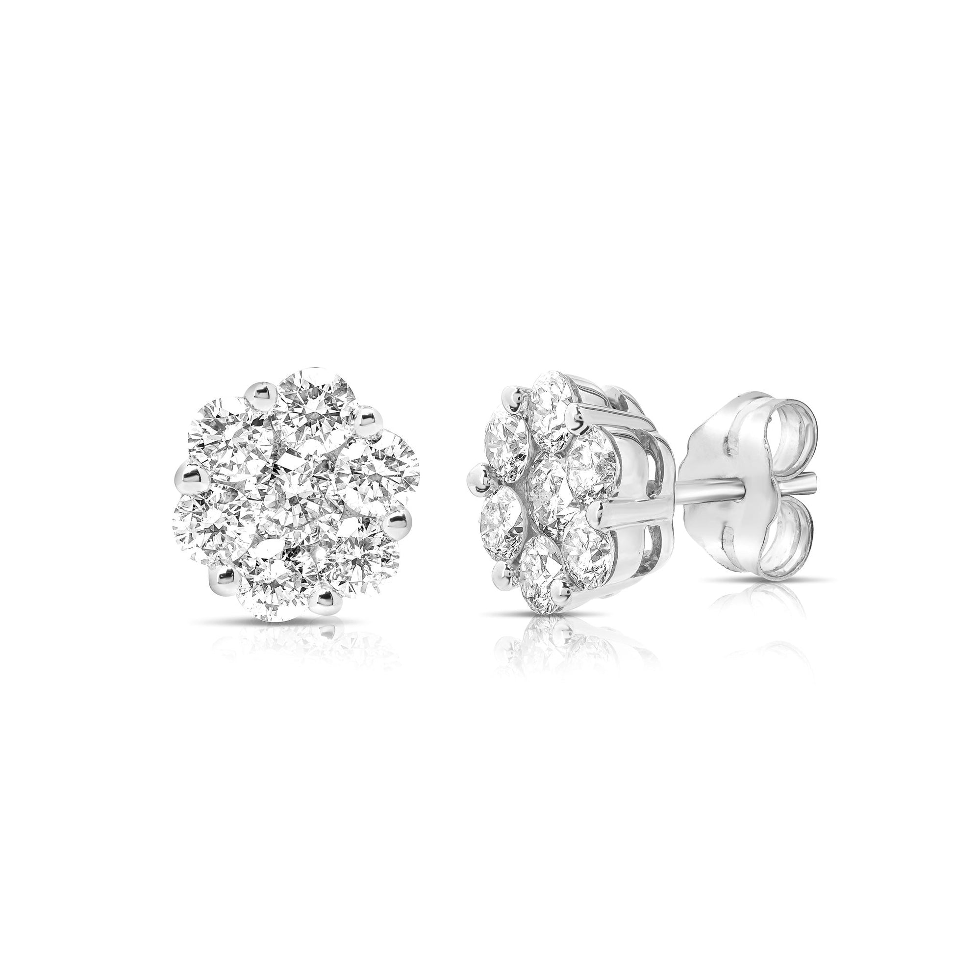 14K White Gold Diamond Flower Stud Earings (.47ctw)