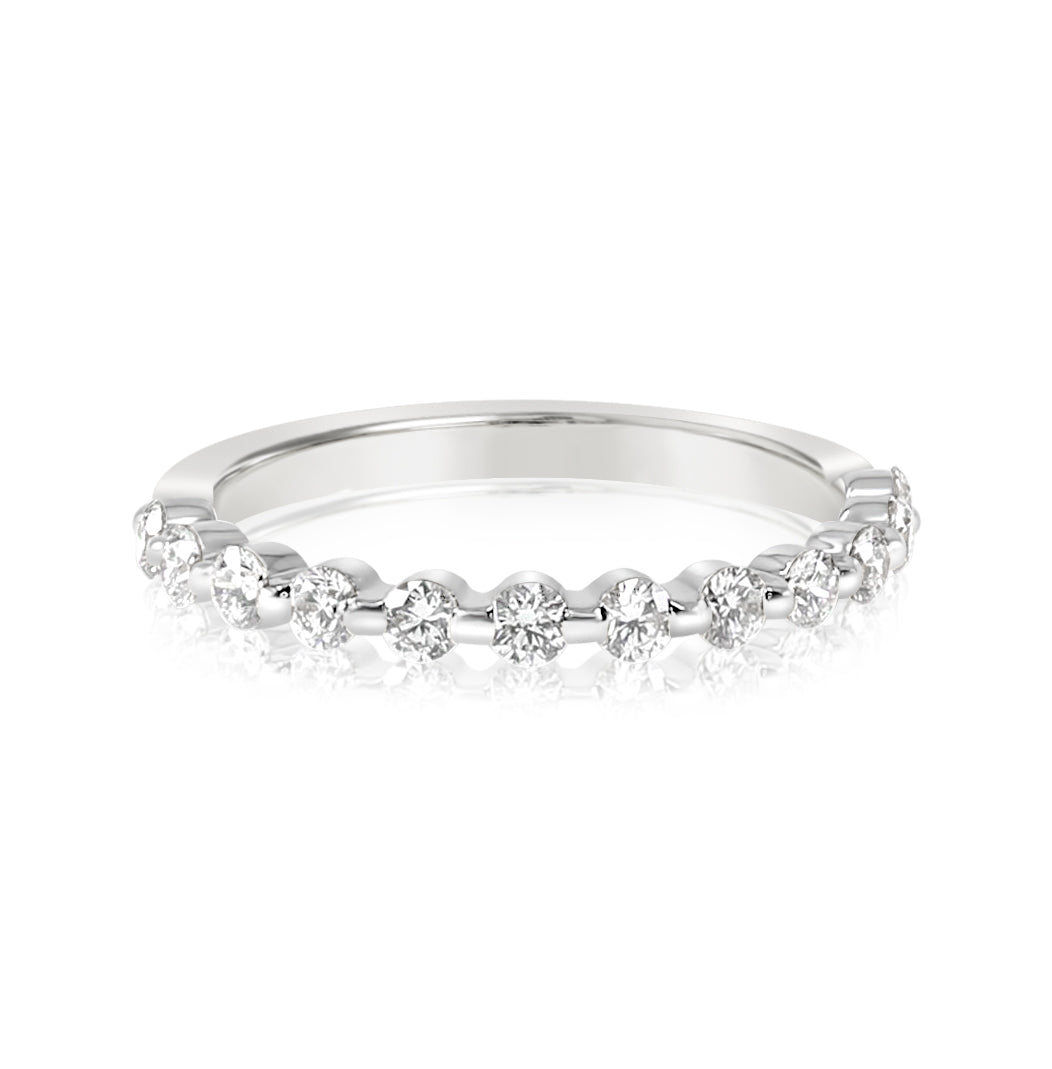 14K White Gold Shared Prong Diamond Ring (.75ctw)