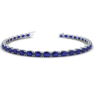 14K White Gold Oval Sapphire Bracelet (11.56ctw)