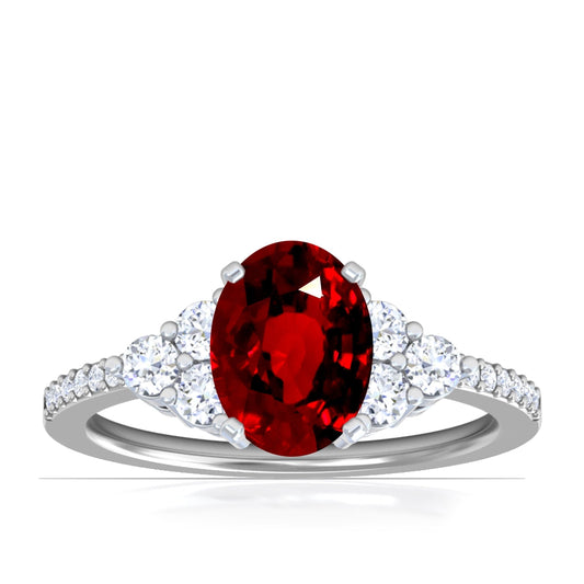 Platinum Oval Ruby Diamond Accented Ring (2.01ctw)