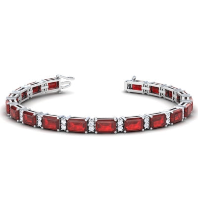 14K White Gold Ruby And Diamond Bracelet (14.06ctw)