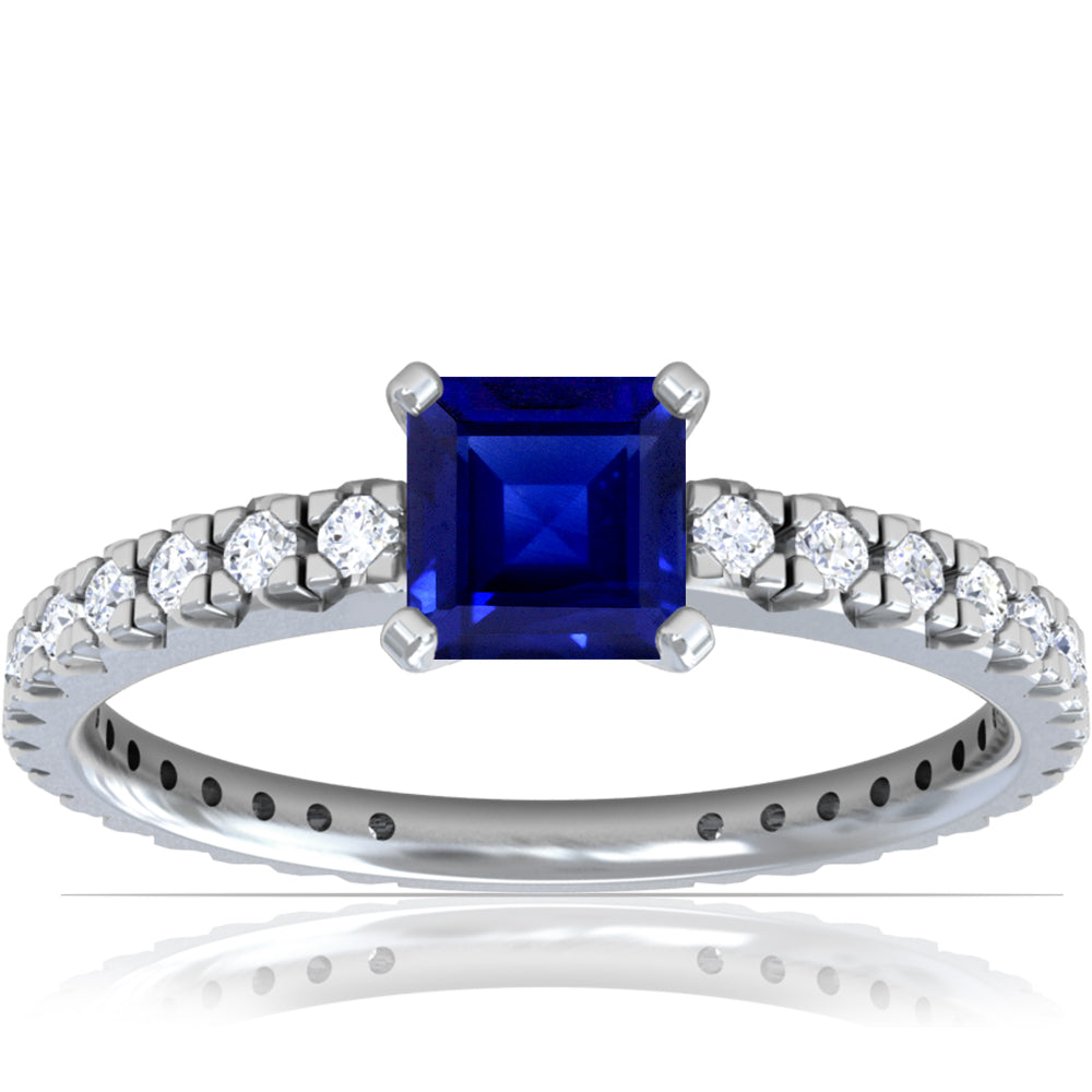 Platinum Princess Cut Sapphire And Diamond Ring (1.70ctw)