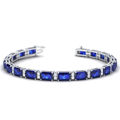 14K White Gold Sapphire And Diamond Bracelet (9.20ctw)