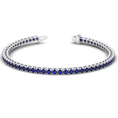 14K White Gold Blue Sapphire Pave Bracelet (3.10ctw)