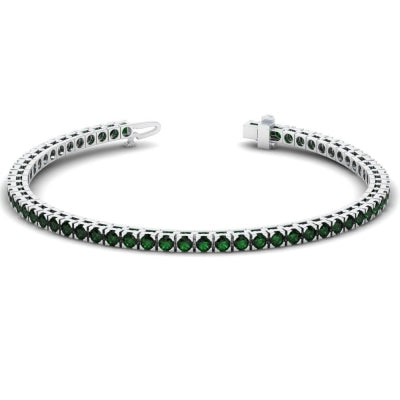 14K White Gold Pave Emerald Bracelet (2.48ctw)