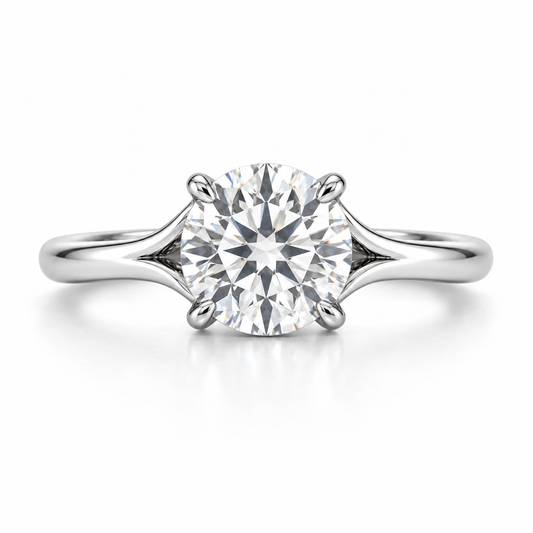 1.51 CT Forevermark Round Diamond Split Shank Solitaire Engagement Ring in 18K White Gold
