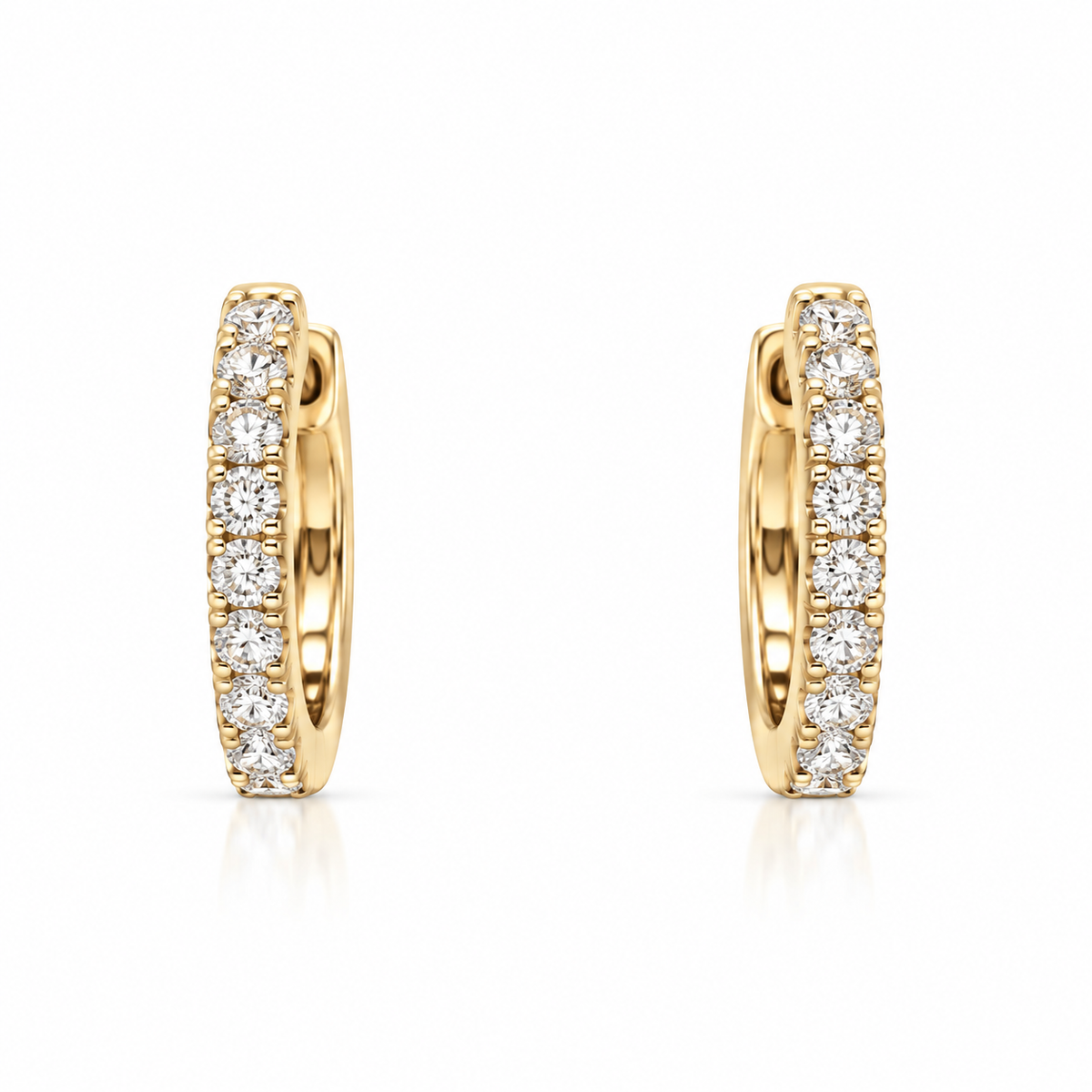 .36ctw Yellow Gold Diamond Huggie Hoop Earrings