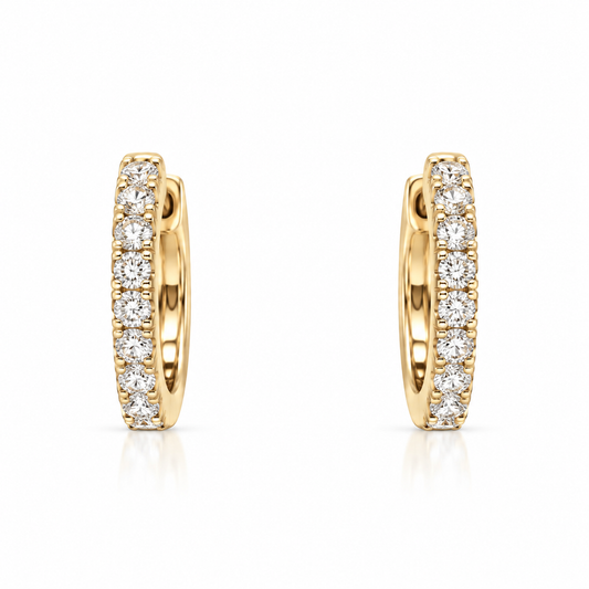 .36ctw Yellow Gold Diamond Huggie Hoop Earrings