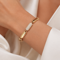 Yellow Gold Fancy Link Bracelet With Pave Diamonds