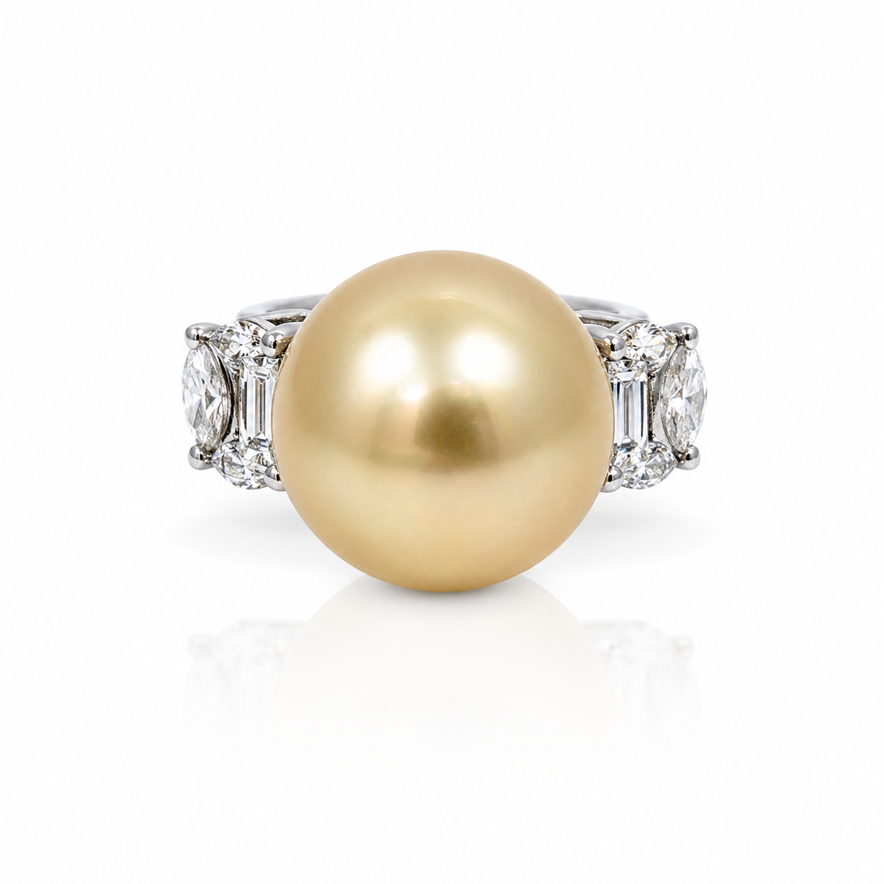White Gold Pearl and Diamond Ring