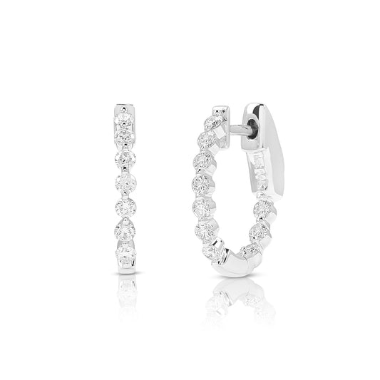 14K White Gold Inside-Outside Shared Prong Diamond Hoop Earrings (.51ctw) 