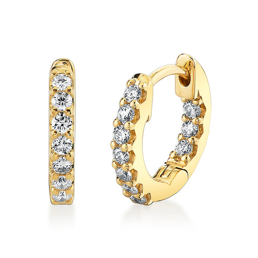 14K Shell Héritage Diamond Hoop Earrings