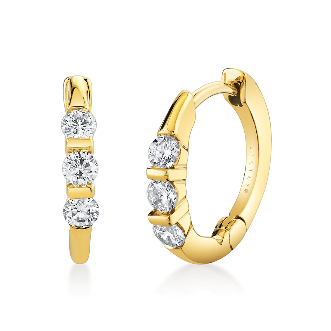 14K Shell Héritage Spaced Diamond Hoop Earrings