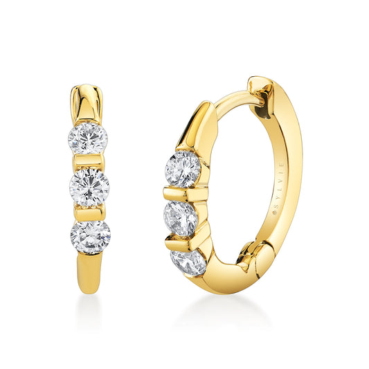14K Shell Héritage Spaced Diamond Hoop Earrings