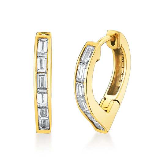 14K Shell Héritage Baguette Hoop Earrings