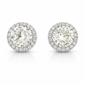 White Gold Diamond Halo Stud Earrings