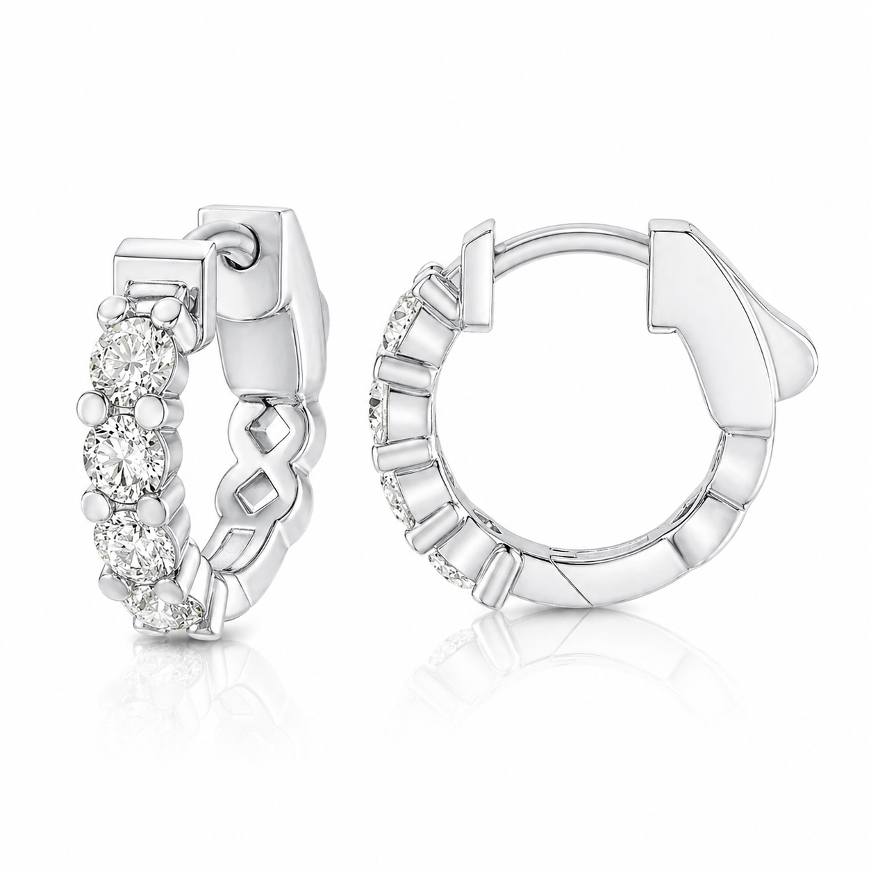 White Gold 3ctw Round Diamond Huggies 16MM