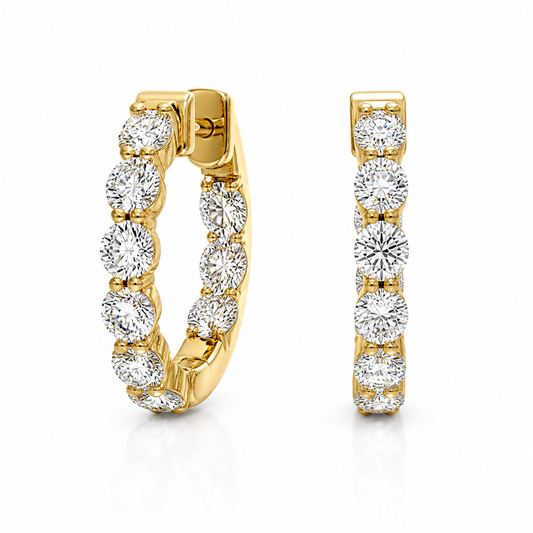 Yellow Gold Shared Prong Lab-Grown Diamond Hoops
