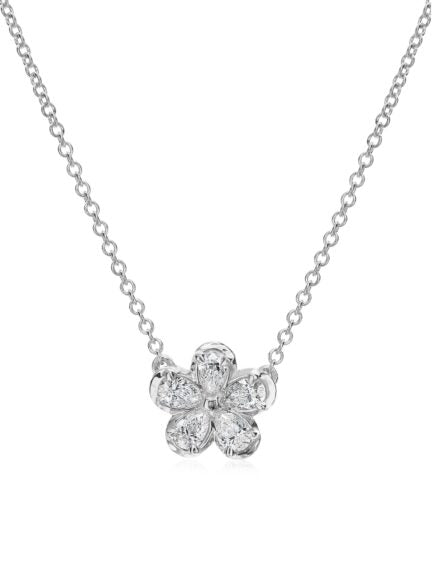 14K White Gold Lab-Grown Crisscut Diamond Pearshape Necklace