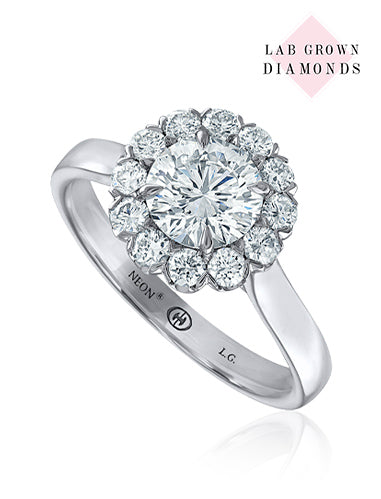 14K White Gold Crisscut Lab-Grown Round Brilliant Diamond Halo Engagement Ring (1.53ctw) 