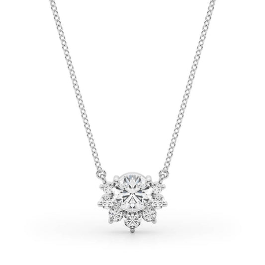 14K White Gold Round Brilliant Lab-Grown Diamond Fashion Pendant (.47ctw)