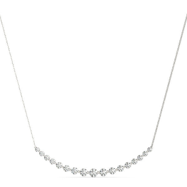 14K White Gold Round Brilliant Lab-Grown Diamond Shared Prong Smile Necklace (1.50ctw)