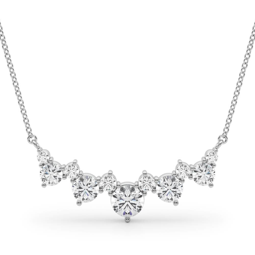 14K White Gold Round Brilliant Lab-Grown Diamond Smile Necklace (.88ctw)