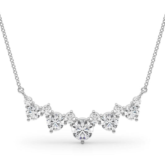 14K White Gold Round Brilliant Lab-Grown Diamond Smile Necklace (.88ctw)