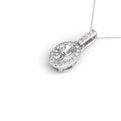 14K White Gold Oval Lab-Grown Diamond Halo Pendant (.55ctw)