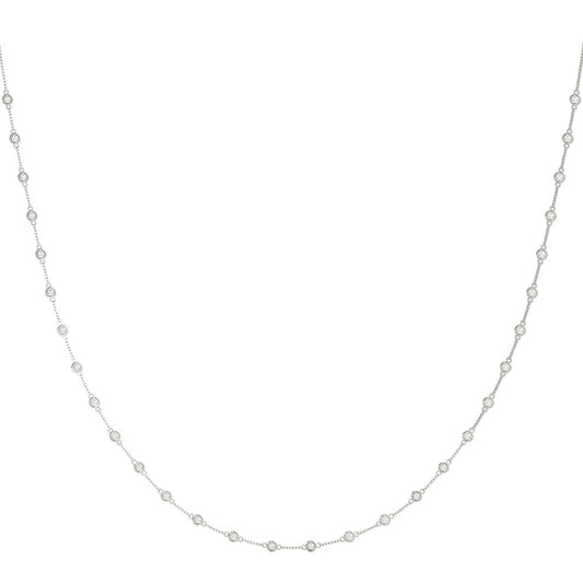 14K White Gold Round Brilliant Lab-Grown Diamonds By The Inch Necklace (2ctw)