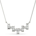 14K White Gold Baguette And Round Lab-Grown Diamond Smile Necklace (.63ctw)