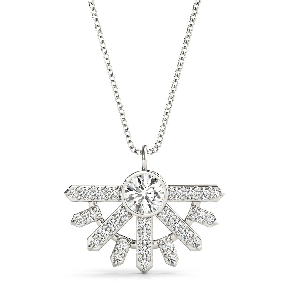 14K White Gold Round Brilliant Lab-Grown Diamond Fashion Pendant (.25ctw)