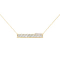 14K Yellow Gold Round Brilliant Lab-Grown Diamond Pave Bar Necklace (.30ctw)