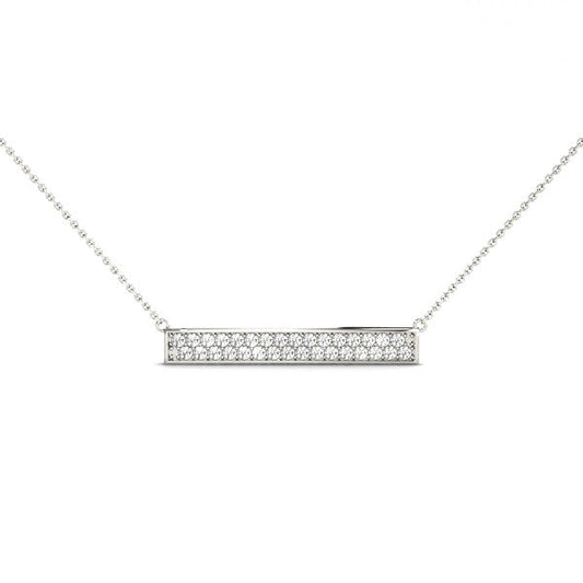 14K White Gold Round Brilliant Lab-Grown Diamond Pave Bar Necklace (.30ctw)