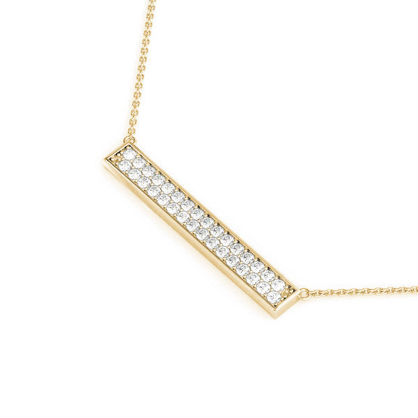 14K Yellow Gold Round Brilliant Lab-Grown Diamond Pave Bar Necklace (.30ctw)