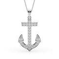 14K White Gold Round Brilliant Lab-Grown Diamond Pave Anchor Pendant (.38ctw)