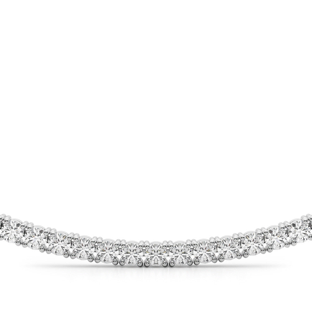 14K White Gold Round Lab-Grown Diamond Riviera And Bead Necklace (5.25ctw)