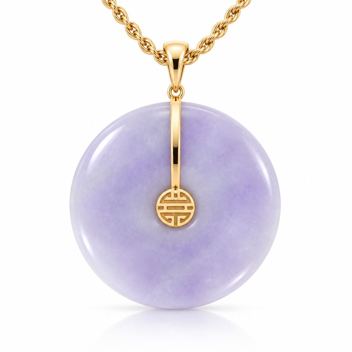Lavender Jadeite Pendant in 14K Yellow Gold