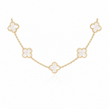 Yellow Gold Mother of Pearl Quatrefoil Necklace