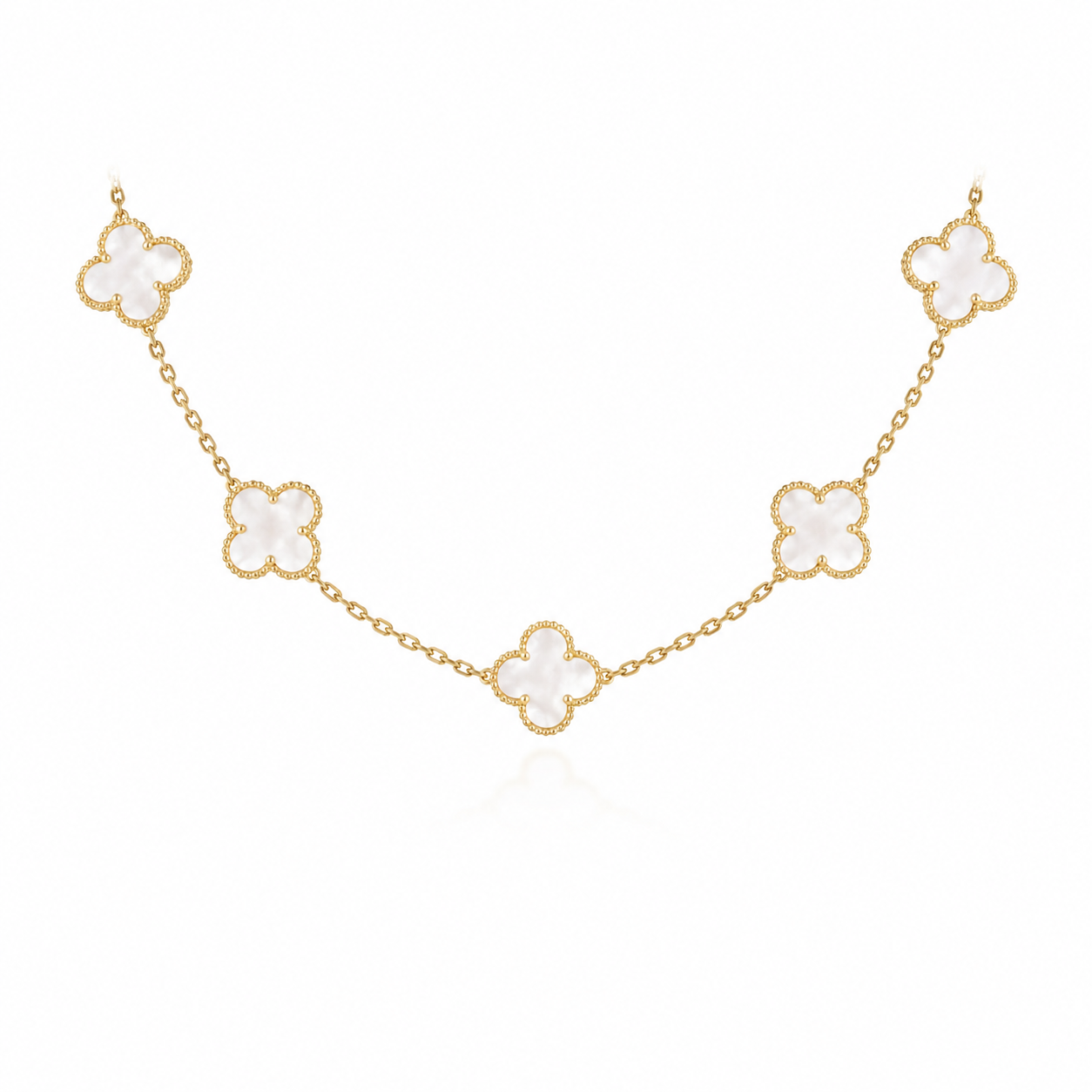 Yellow Gold Mother of Pearl Quatrefoil Necklace