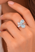 Palladium & 18K White Gold Aquamarine and Diamond Ring