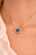 Yellow Gold Sapphire & Diamond Flower Pendant
