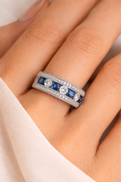 White Gold Sapphire and Diamond Fashion Ring