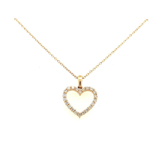 18K Yellow Gold Pave Diamond Heart Necklace (.25ctw) 