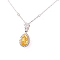 14K White Gold Pear Shape Fancy Vivid Yellow Lab-Grown Diamond Halo Necklace (3.42ctw) 