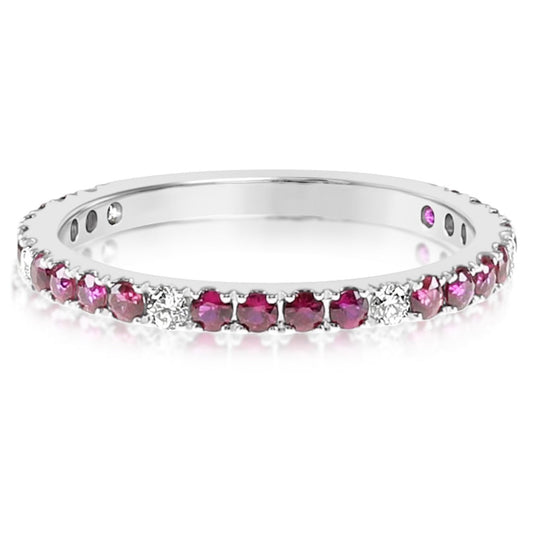 14K White Gold Ruby And Diamond Pave Ring(.65ctw)